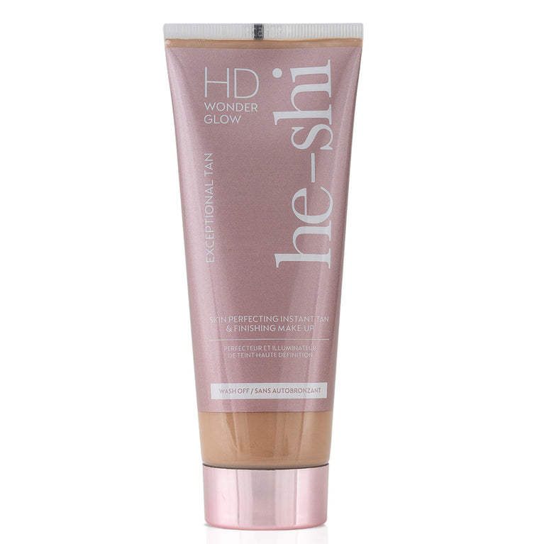 He-Shi HD Wonderglow Skin-Perfecting Bronzer - 24-Hour Splashproof Body Makeup with Illuminating Primer - Vegan & Cruelty-Free Instant Tan & Highlighter for Airbrushed Legs (100ml)