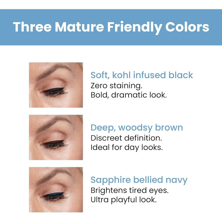 PrimeEyes Glide Eyeliner by Prime Prometics – Waterproof, Long-Lasting, and No-Smudge Formula for Mature Skin - Includes Discreet Sharpener and Smudger – Available in Wood (Brown) Shade