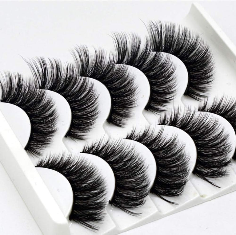 Elocoise Handmade 3D Faux Eyelashes, 5 Pair Set, Long and Reusable, Ideal for Eye Makeup and Various Occasions - 3D-52