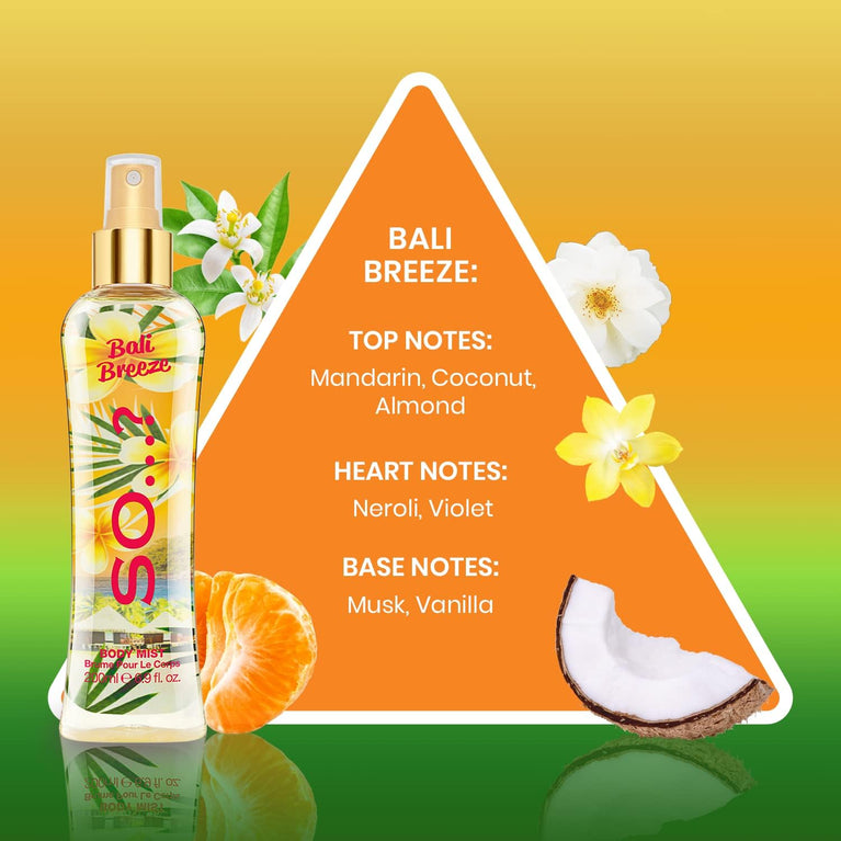 So…? Summer Escapes Bali Breeze Body Mist - Long-Lasting Fragrance Spray 200ml