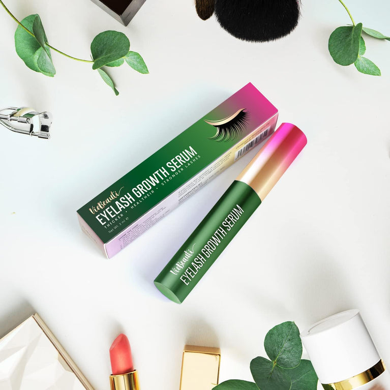 VieBeauti Rapid Lash Growth and Enhancement Serum - Advanced Nourishing Formula for Strong, Shiny Eyelashes in 3 Weeks - Natural Eyelash Booster for Men and Women - Gentle on Skin - Green (3ml)