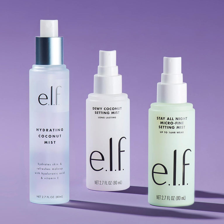e.l.f. Radiant Glow Makeup Setting Spray with Coconut, Green Tea & Cucumber, Long-Lasting & Hydrating, 2.7 Fl Oz (80mL)