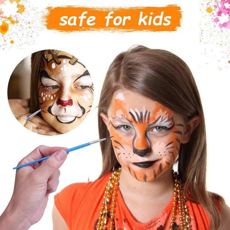 Miserwe 18-Color Professional Face Painting Set for Kids & Adults - Safe & Non-Toxic Body Paint for Halloween, Cosplay, and Party Makeup with Brushes, Stencils & Glitter Accessories