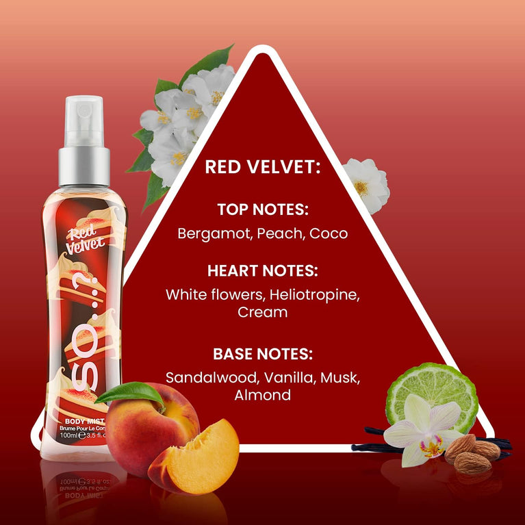 So...? Women's Red Velvet Body Mist - 100ml Bottle