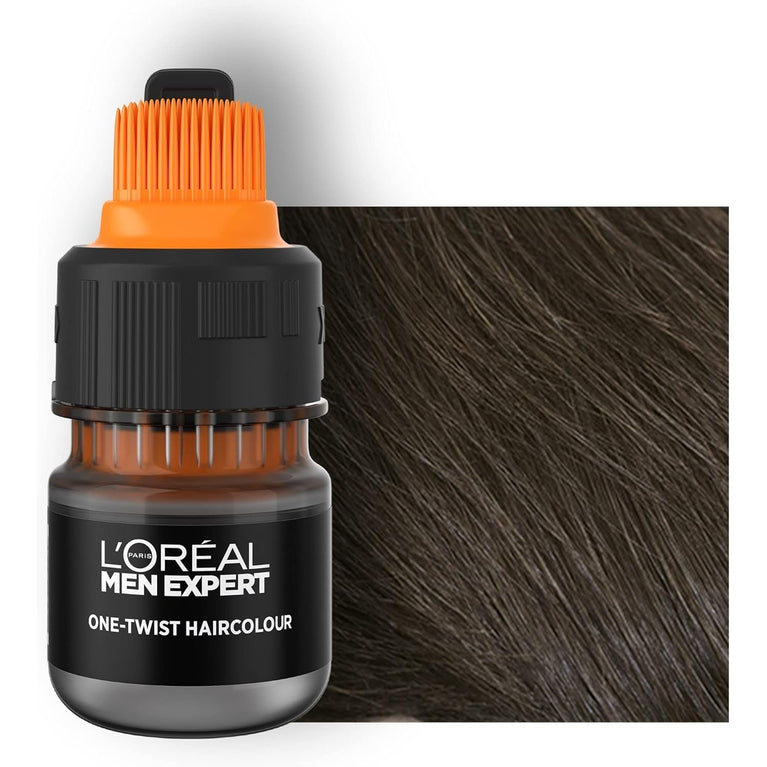 L'Oreal Paris Men Expert One Twist Hair Colour, Light Brown Shade - Fast Grey Coverage Hair Dye for Men