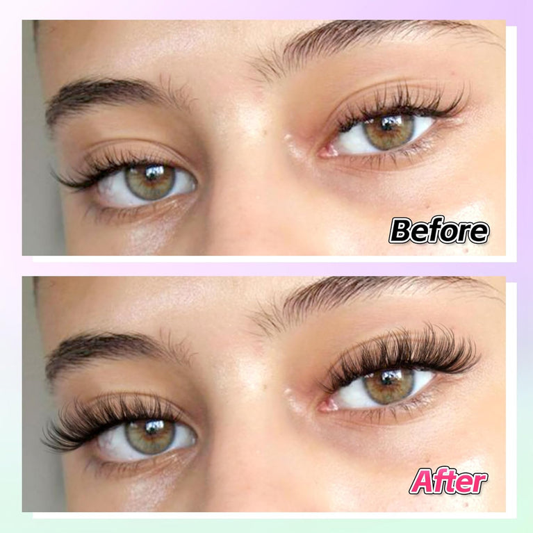 Calphdiar Fluffy 3D Volume False Eyelashes: 14mm Natural D-Curl Wispy Strip Lashes, 10 Pair Pack