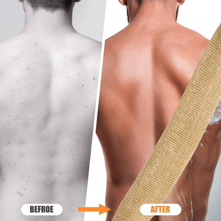 Homgaty Hemp Back Scrubber with Mitt and Handles