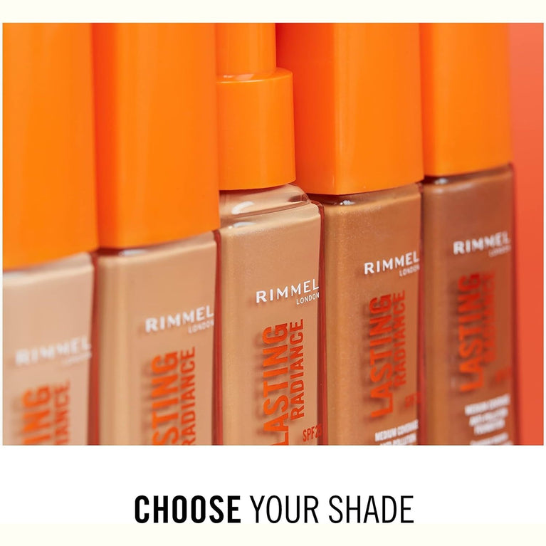 Rimmel Lasting Radiance Foundation in Soft Beige - Medium Coverage with SPF 25 and Anti-Pollution Properties, 30ml