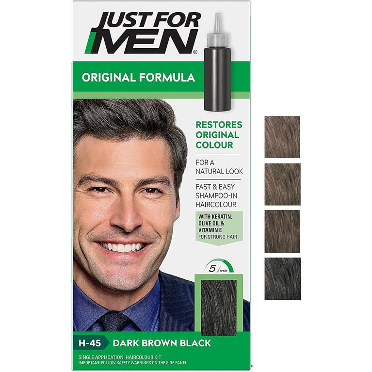 Natural-Looking Dark Brown Black Hair Dye for Men - H45
