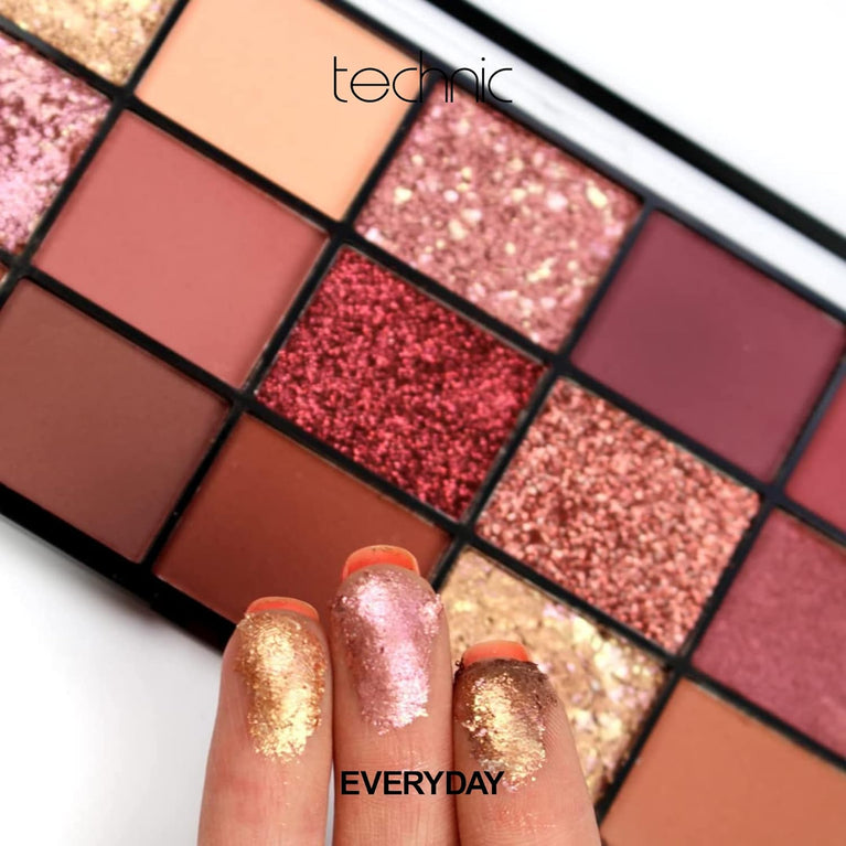 Technic Invite Only Ultimate Eyeshadow Palette - 15 Distinctive Shades in Glitters, Shimmers & Mattes for Versatile Day to Night Styles. Features Vibrant Pinks, Berries, and Neutrals. PETA Approved, 22.5g