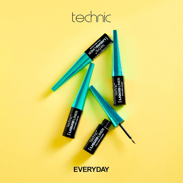 Technic All-Day Wear Liquid Eyeliner - Waterproof, Smudge-Proof & Ultra-Precise, Rich Jet Black Color for Bold & Natural Looks