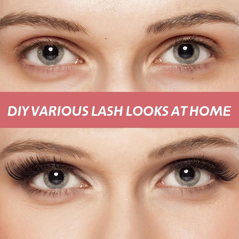CNMTCCO 120-Piece D Curl Lash Clusters - DIY Reusable Eyelash Extensions at Home Kit with Natural Wispy Lashes in 5 Lengths (8-16MM)