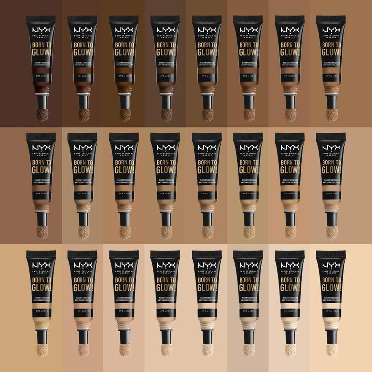 NYX Professional Makeup Born to Glow Vegan Concealer, Medium Olive Shade, Reduces Under Eye Circles, Ideal for Highlight and Contour, with Iridescent Finish