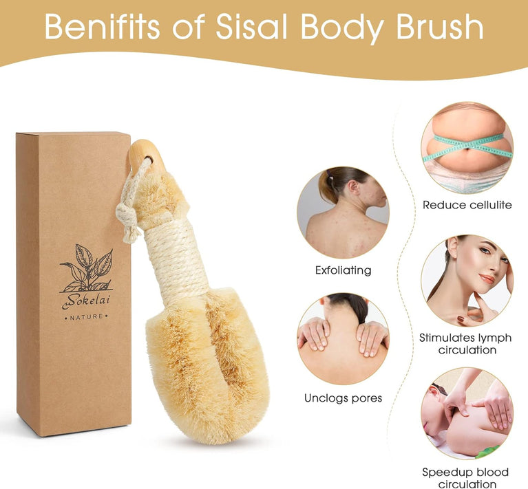 Wokelai Sisal Dry Body Brush for Exfoliating and Blood Circulation