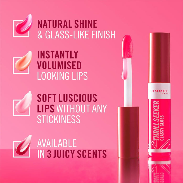 Rimmel London Berry Blast Hydrating Lip Gloss in Pink with Triple Anti-Oxidant Complex