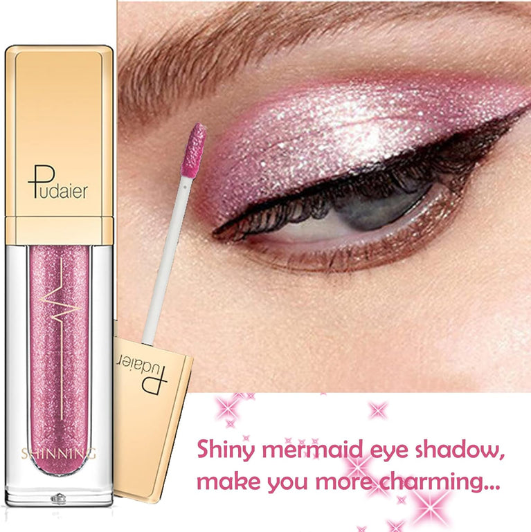 High-Impact Shimmer Eyeshadow & Liner Duo Pen, Glitter Pigment Infused, Quick-Drying Waterproof Metallic Gloss Eye Makeup, Add Sparkle to Your Look (Soft Pink)