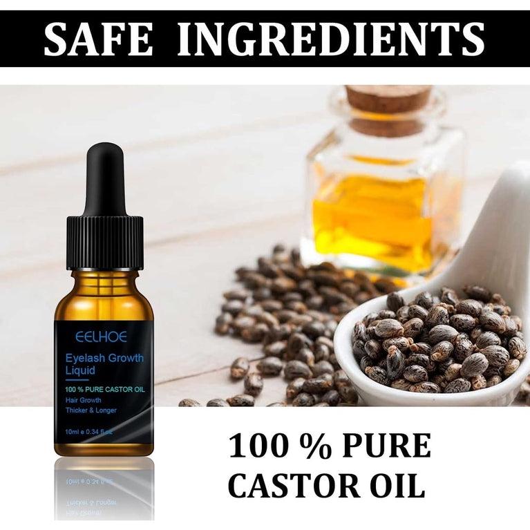 Rapid Lash and Brow Growth Serum with Castor Oil - 100% Natural Eyelash Enhancer & Hair Treatment - 10ML Booster for Full, Long, Thick Lashes and Eyebrows