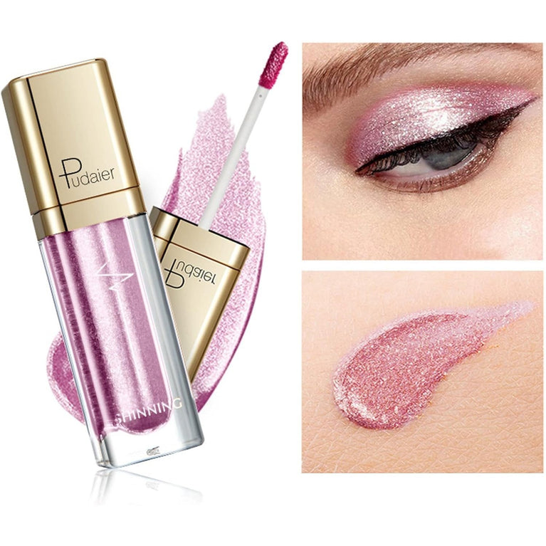 High-Impact Shimmer Eyeshadow & Liner Duo Pen, Glitter Pigment Infused, Quick-Drying Waterproof Metallic Gloss Eye Makeup, Add Sparkle to Your Look (Soft Pink)
