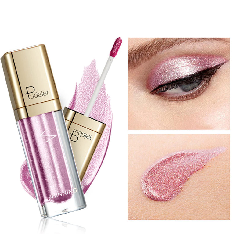 High-Impact Shimmer Eyeshadow & Liner Duo Pen, Glitter Pigment Infused, Quick-Drying Waterproof Metallic Gloss Eye Makeup, Add Sparkle to Your Look (Soft Pink)