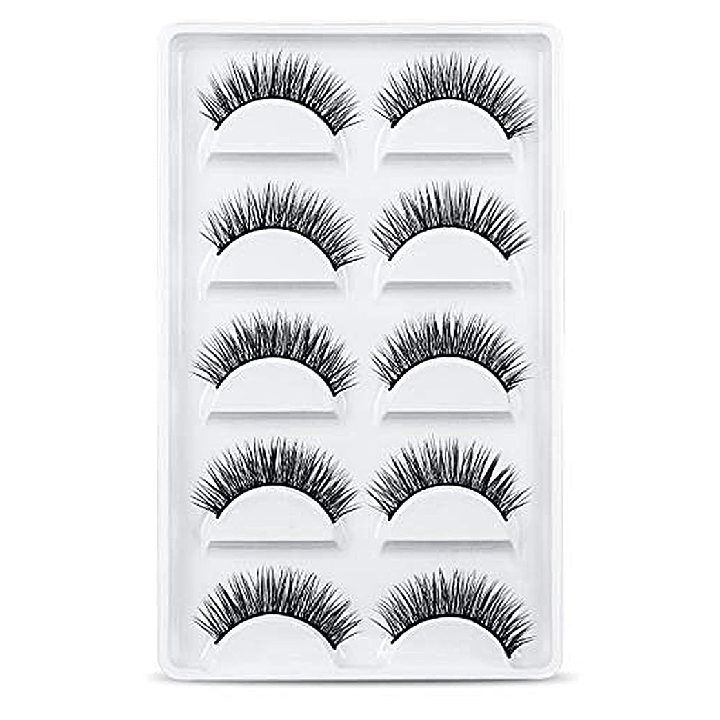 URAQT Deluxe Handcrafted Faux Mink Eyelashes, 5 Pair Pack, 3D Natural Look, Lightweight and Adjustable, Reusable Eye Makeup Extension Set