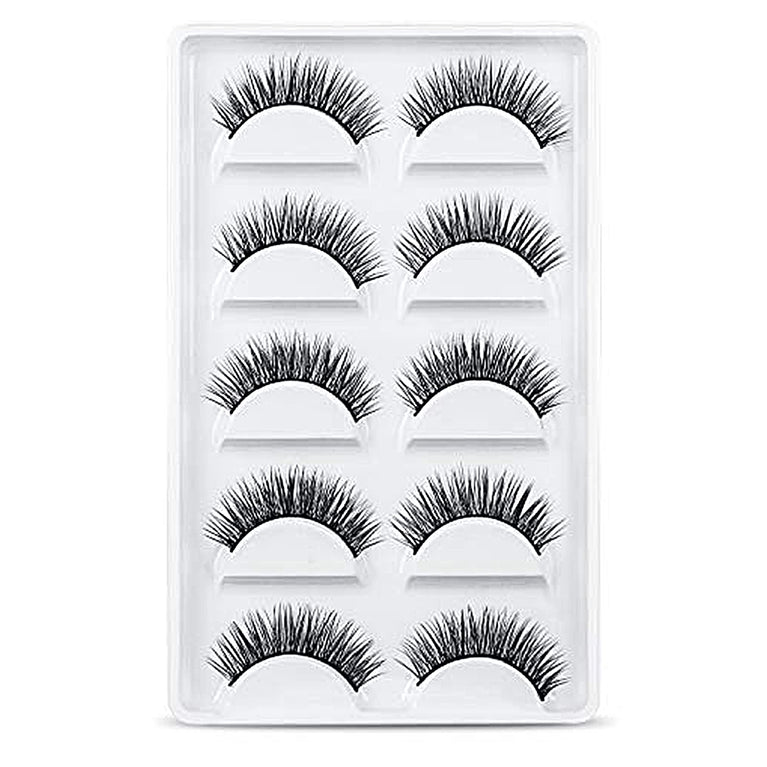 URAQT Deluxe Handcrafted Faux Mink Eyelashes, 5 Pair Pack, 3D Natural Look, Lightweight and Adjustable, Reusable Eye Makeup Extension Set