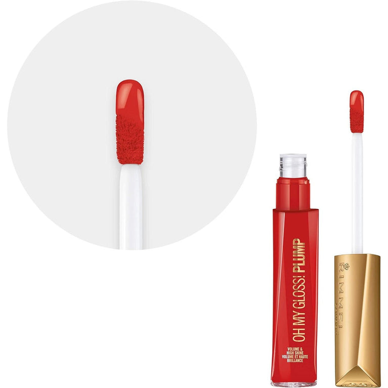 Rimmel London 3D Effect Oh My Gloss Plump Lip Shine in 500 Saucy - 6ml with Moisturising Oils for Ultra Bright, Soft Lips