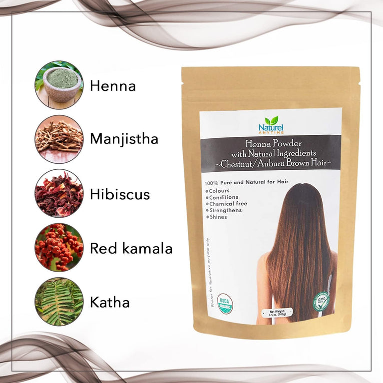 Naturel Anytime Henna Chestnut with Hibiscus | 100gm | check full listing | USDA organic