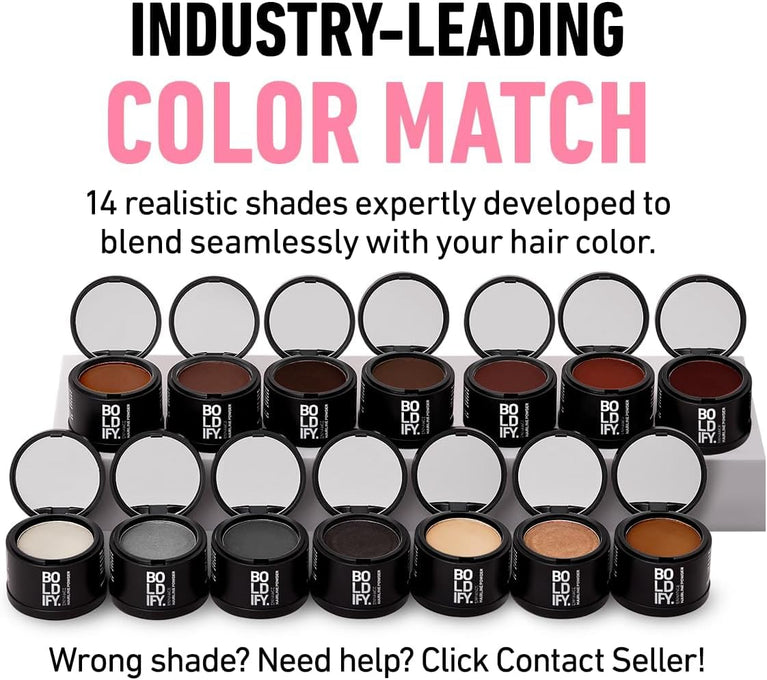 BOLDIFY Hairline Powder Instantly Conceals Hair Loss, Root Touch Up Hair Powder, Hair Toppers for Women & Men, Hair Fibers for Thinning Hair, Root Cover Up, Stain-Proof 48 Hour Formula (Dark Brown)