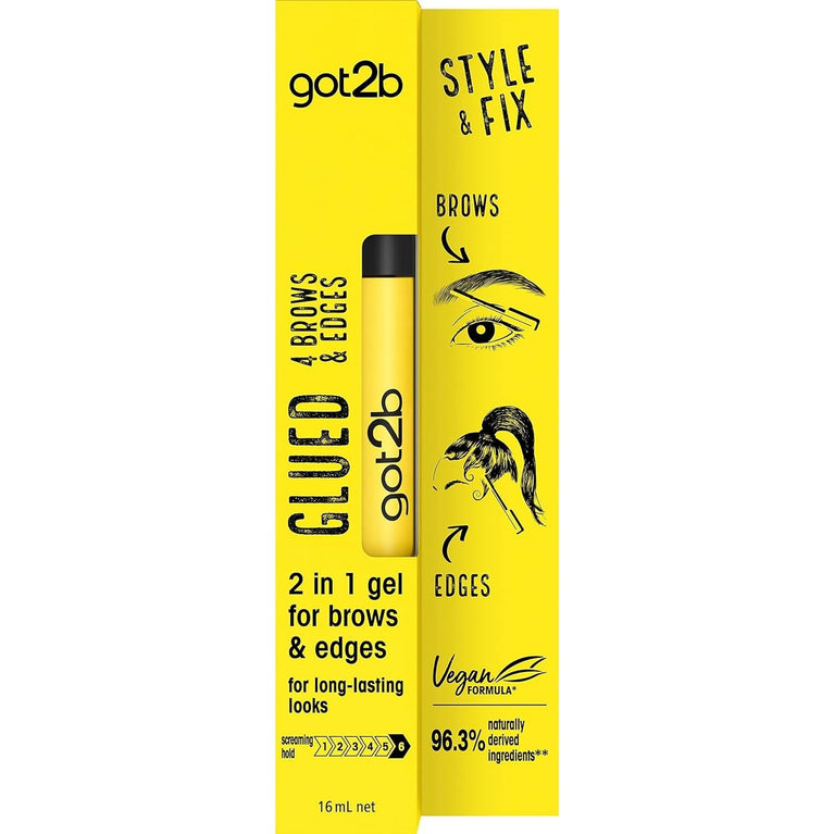 got2b Eyebrow & Edges 2 in 1 Wand Gel - Vegan, Non-Sticky, 72hr Super Hold, Free From Silicones and Alcohol, 16 ml