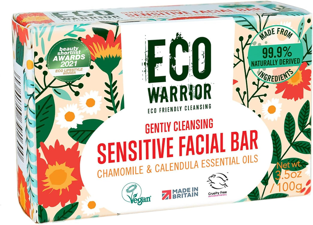 Gentle Vegan Facial Soap Bar with Olive, Chamomile & Calendula Oils - Natural, Cruelty-Free, Eco-Friendly 100g