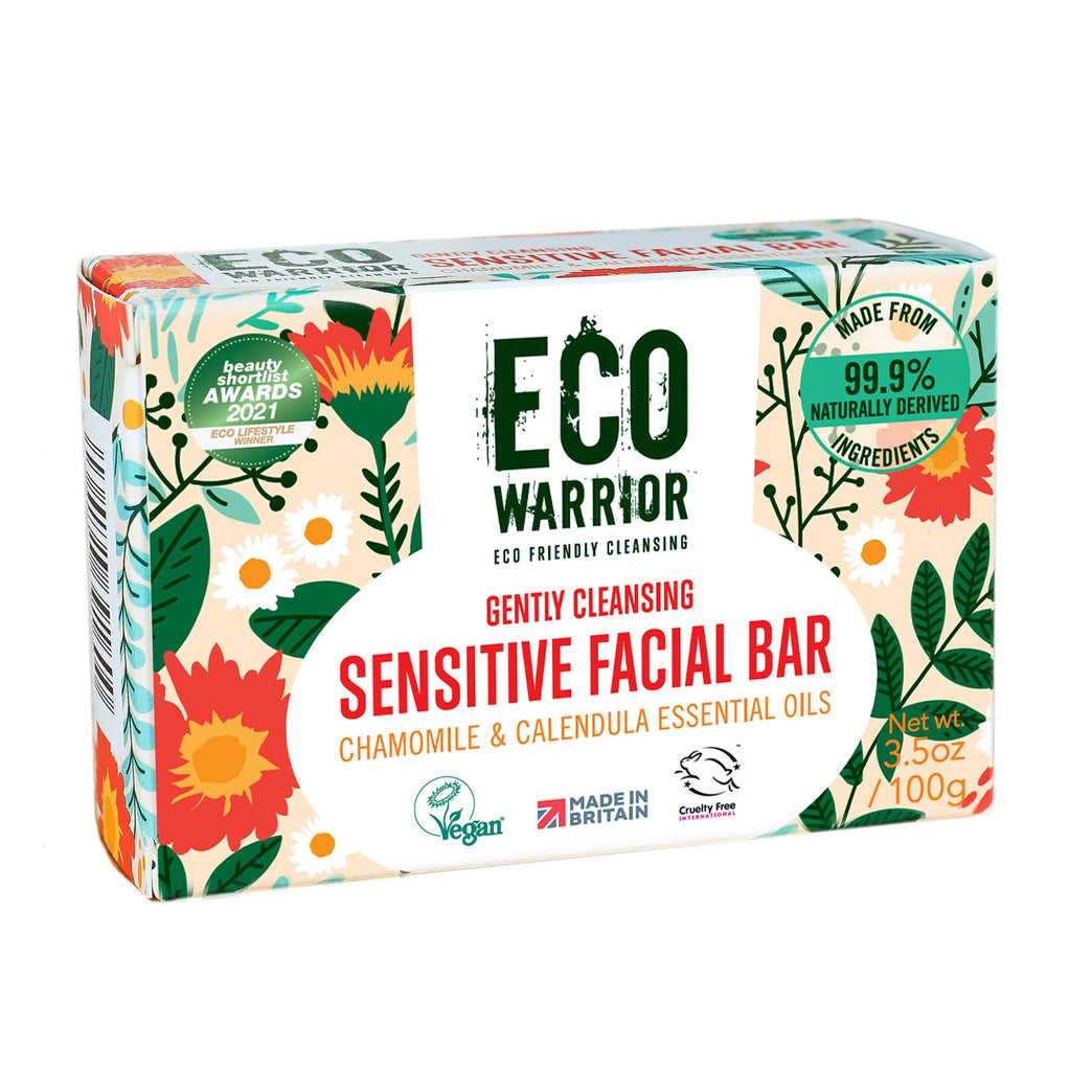 Gentle Vegan Facial Soap Bar with Olive, Chamomile & Calendula Oils - Natural, Cruelty-Free, Eco-Friendly 100g