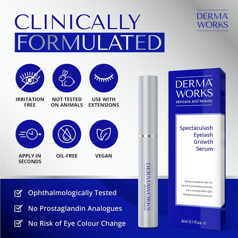 Vogue-Featured Spectaculash Rapid Eyelash Growth and Enhancing Serum - For Fuller, Longer, Thicker Lashes - Trusted UK Brand Dermaworks