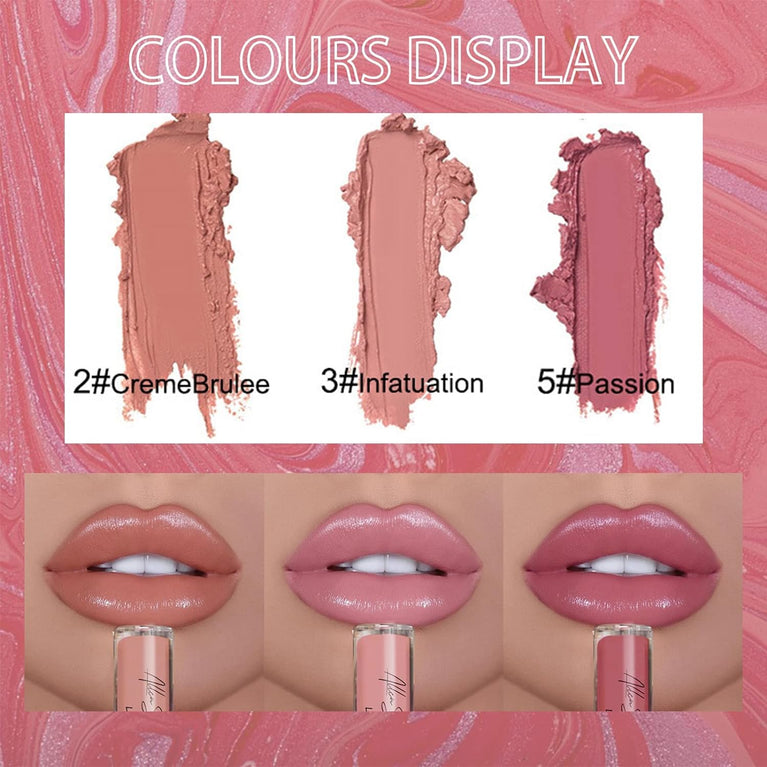 Hypoallergenic Creamy Lip Gloss with Plumping Effect, Long-Lasting Waterproof Velvet Liquid Lipstick in Nude (#02)