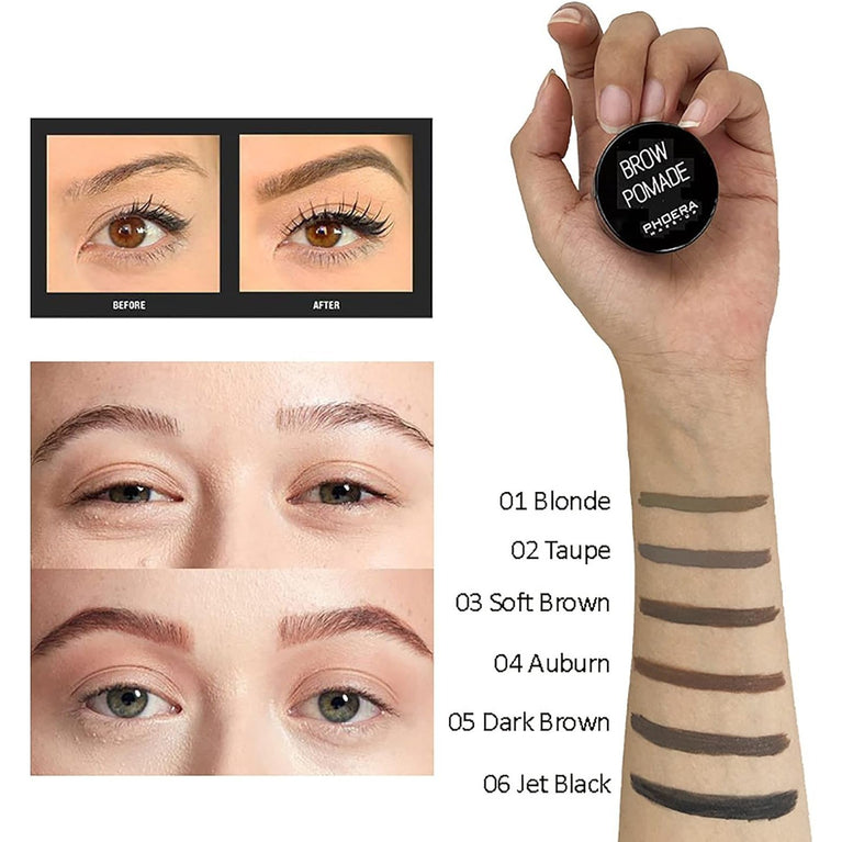 PHOERA Dark Brown Eyebrow Gel - Professional Makeup Pomade for 24-Hour Perfectly Defined, Waterproof, Smudge-Proof, and Sweat-Resistant Brows (#5)
