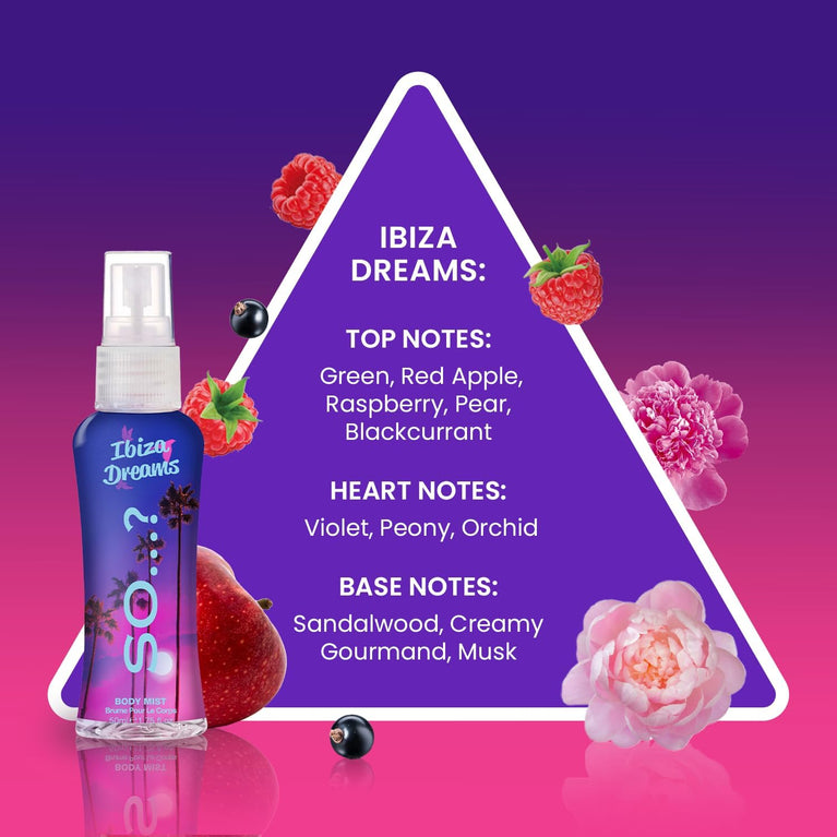 So...? Escapes Women's Gift Set - 4 X 50ml Fruity and Floral Body Mist Set