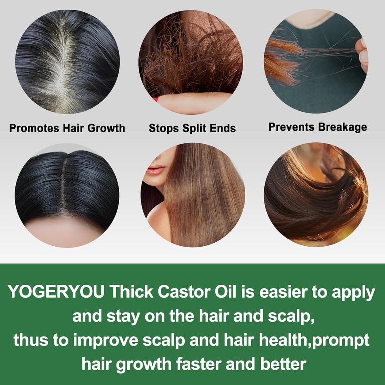 YogerYou Pure Organic Jamaican Black Castor Oil - Cold Pressed, Hexane-free Hair, Skin, Face, Nail & Eyelash Growth Booster in Unrefined Glass Bottle, Comes with Applicator for Thicker Brows & Lashes