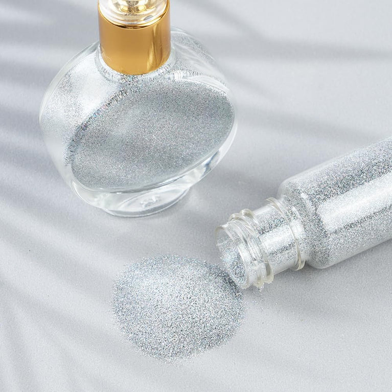 AOOWU Versatile Glitter Powder Spray, Sparkling Silver Body and Hair Highlighter, Compact Shimmer Makeup Spray for Body, Face, and Clothes