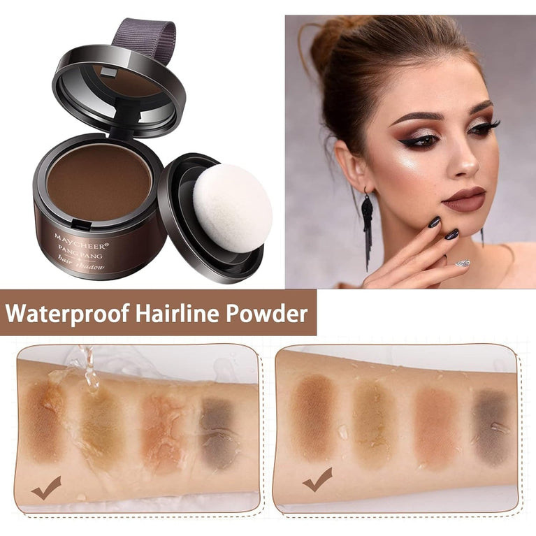 Instantly Hairline Shadow,Hairline Powder,Root Touch Up Quick Cover Brown Hair Root Concealer for Hairline,Shadow,Eyebrows, Beard,Waterproof,Lithe,Portable,Nautral,Long Lasting,with Mirror &Puff