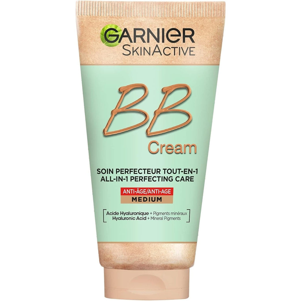 Garnier SkinActive All-In-One Medium Tinted Anti-Aging BB Cream with SPF25, Hyaluronic Acid and Mineral Pigments for Softened Lines and Firm Skin, 50 ml (Single Pack)