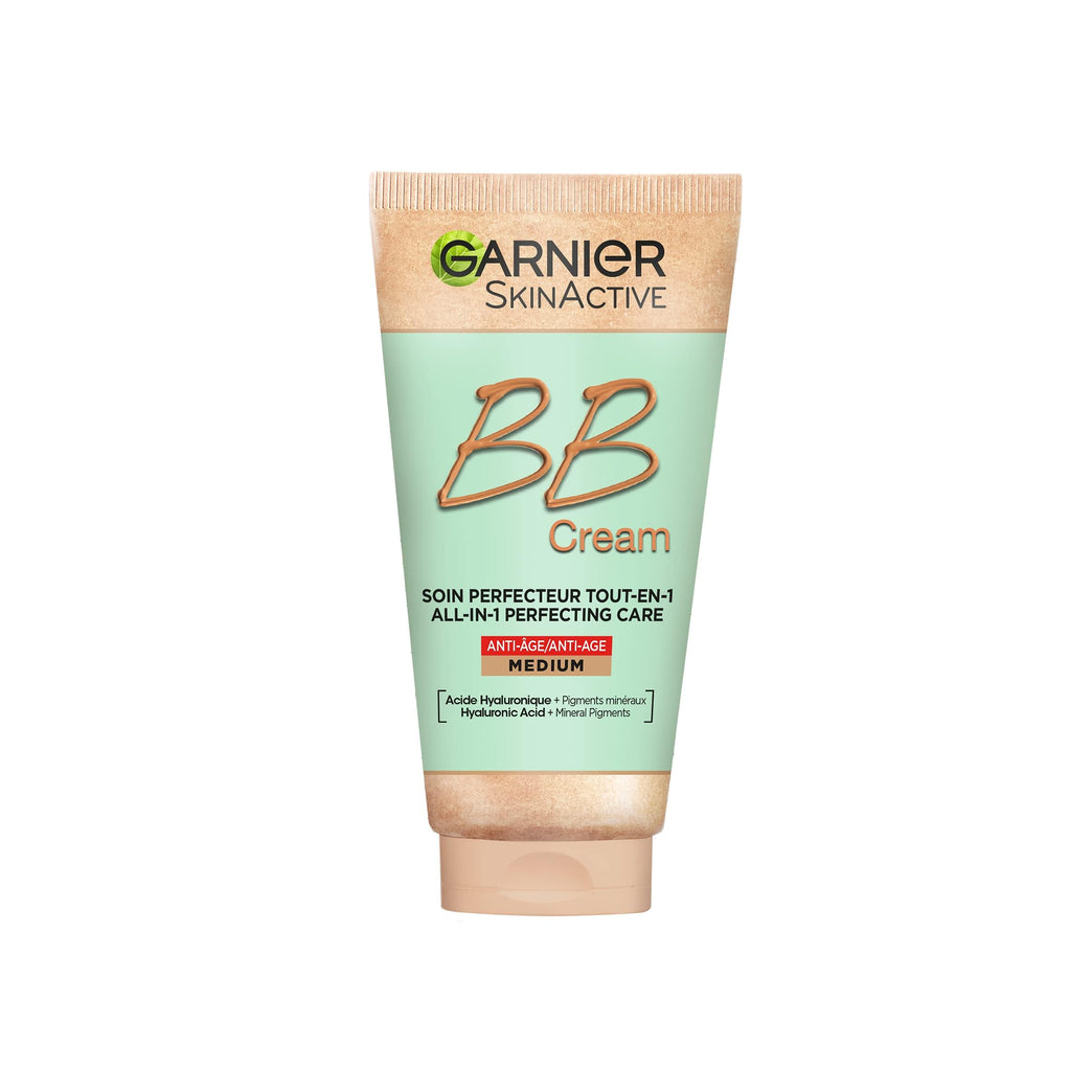 Garnier SkinActive All-In-One Medium Tinted Anti-Aging BB Cream with SPF25, Hyaluronic Acid and Mineral Pigments for Softened Lines and Firm Skin, 50 ml (Single Pack)