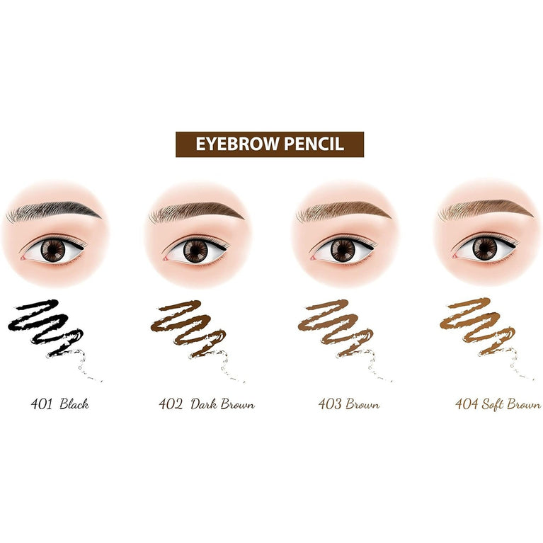 Everlasting Beauty Waterproof Eyebrow Definer Pencil with Matte Finish - 402 Dark Brown with Sharpener Included