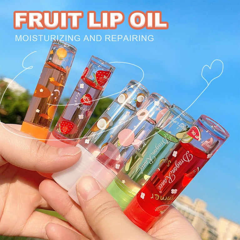 Mrettick 6-Piece Hydrating Lip Oil Set with Natural Ingredients and Roll-On Design - Moisturizing Lip Care Gift Box
