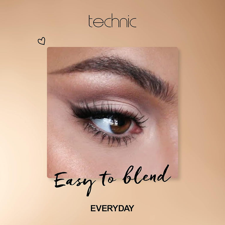 Technic Mega Mattes 12-Shade Nude Eyeshadow Palette - Long-Lasting Matte Pigments for Professional Day-to-Night Looks, 18g