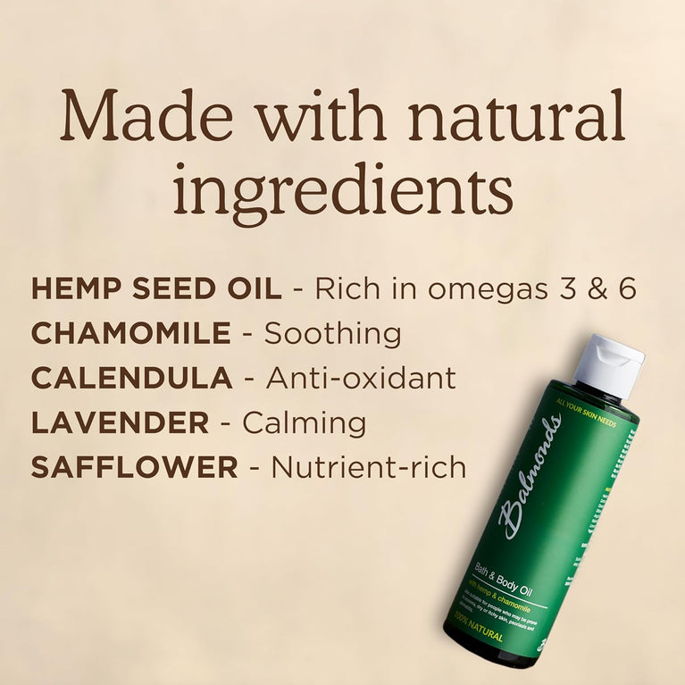 Balmonds Versatile and Nourishing 100% Natural Bath & Body Oil with Plant-Based Oils