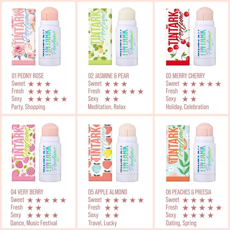 TINTARK Solid Perfume Stick - Jasmine & Pear, Long Lasting, Portable Fragrance for Women