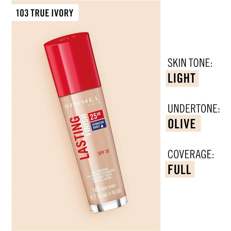 Rimmel Enduring Radiance 25 Hour Foundation in True Ivory - Vitamin E Infused