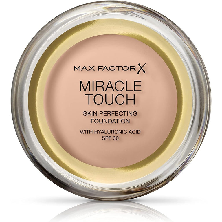 Max Factor Radiant Complexion Miracle Touch Foundation, Creamy Ivory Shade 40, with Hyaluronic Acid Moisturising and SPF 30 Protection