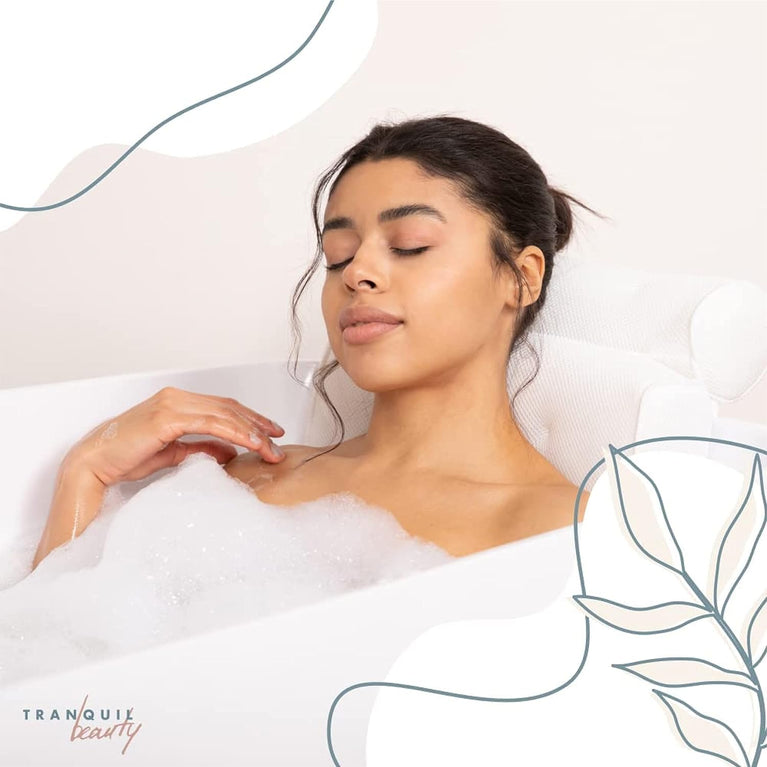 Luxury Bath Pillow with Suction Cups for Head and Neck Support