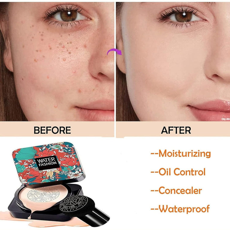 AONAT Air Cushion BB Cream with Mushroom Sponge Head: Concealing, Hydrating, and Oil-Controlling Foundation for a Naturally Flawless Look