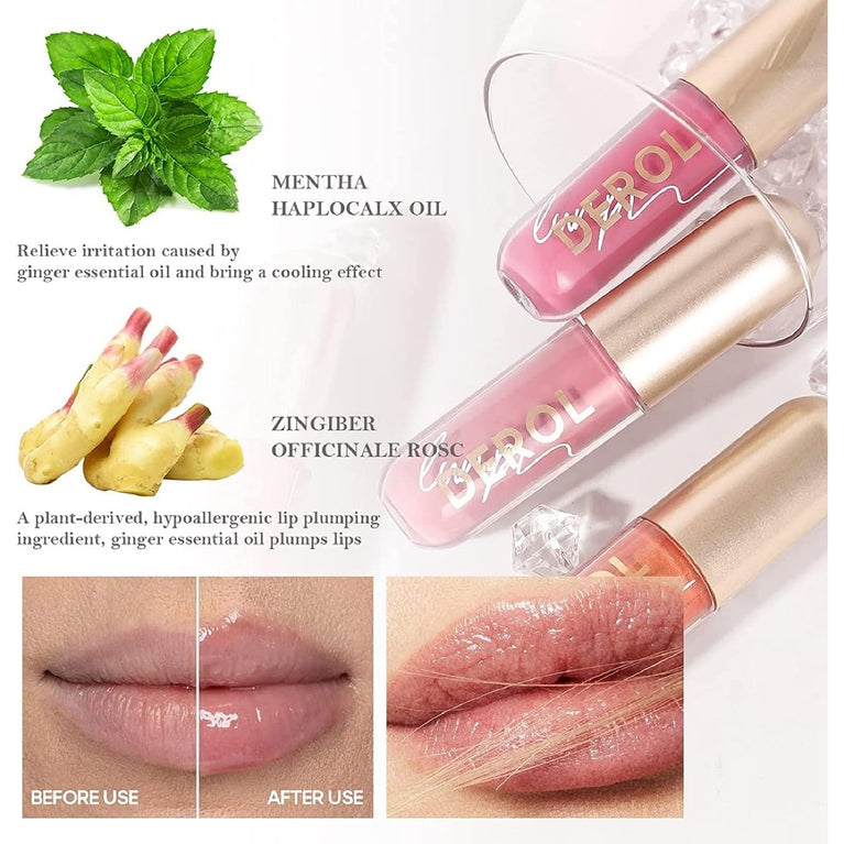 Versatile Lip Care Kit: Tinted Lip Balm, Luscious Lip Plumper Gloss, Stain Tint, Long-lasting Waterproof Lipstick and Ginger Lip Enhancer (#02)